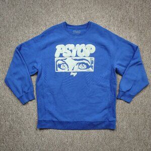 TINY MEAT GANG TMG Sweatshirt Men's 3XL Blue PSYOP Bubble Print Crew Neck Fleece